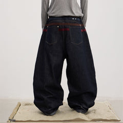 DND4DES Star-Rivet Harness-Layered Curved Jeans