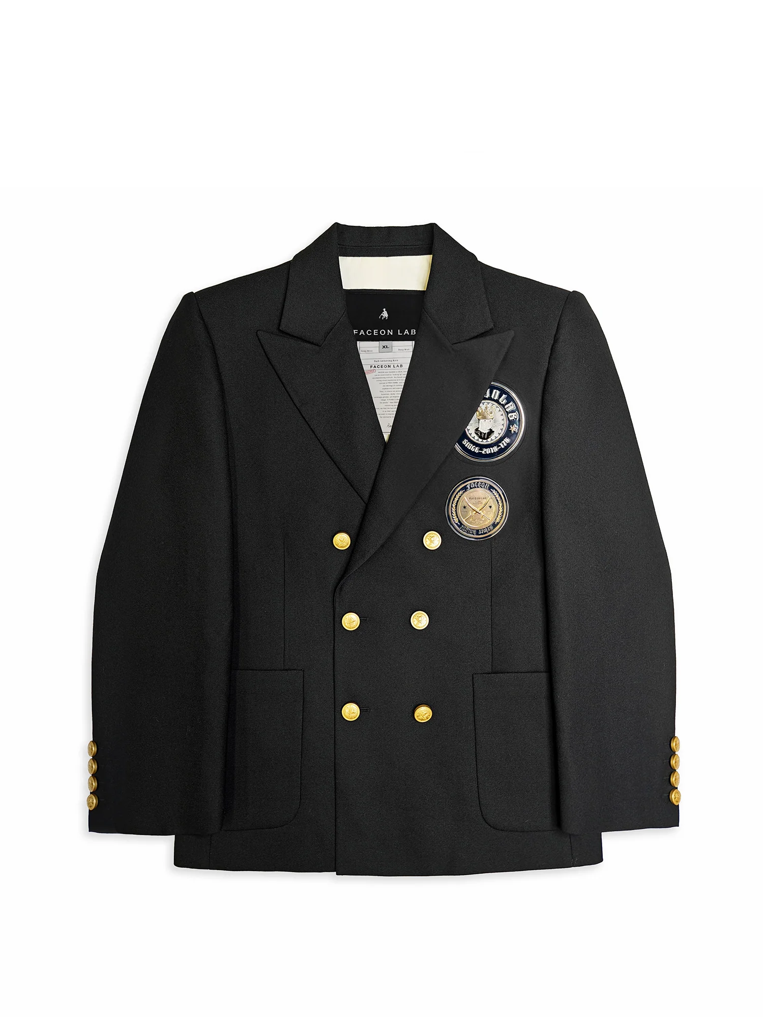 FACEONLAB Badge-Patch Double-Breasted Blazer