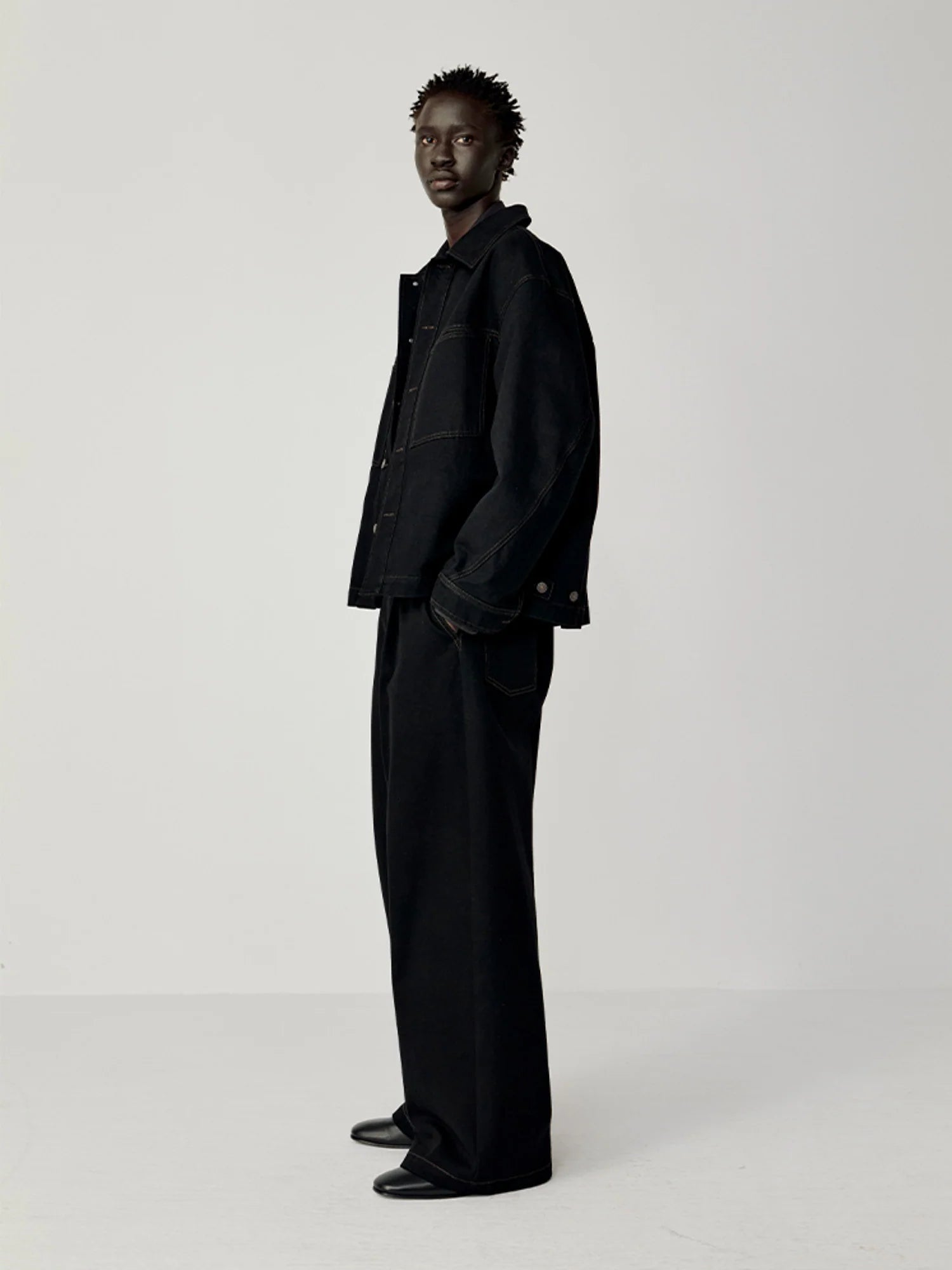 OPICLOTH Washed Patch-Pockets Curved-Cuffs Jacket