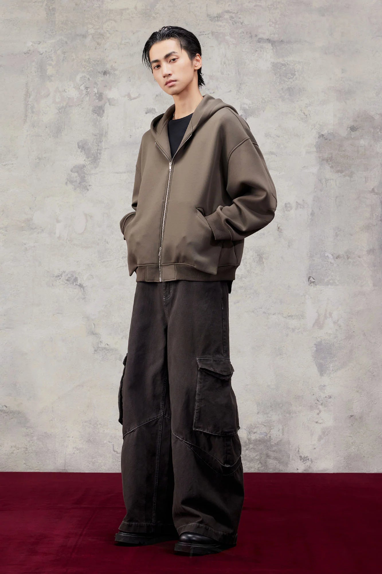 ALVNG AR ANTS Washed Big Pockets Wide-Leg Cargo Pants