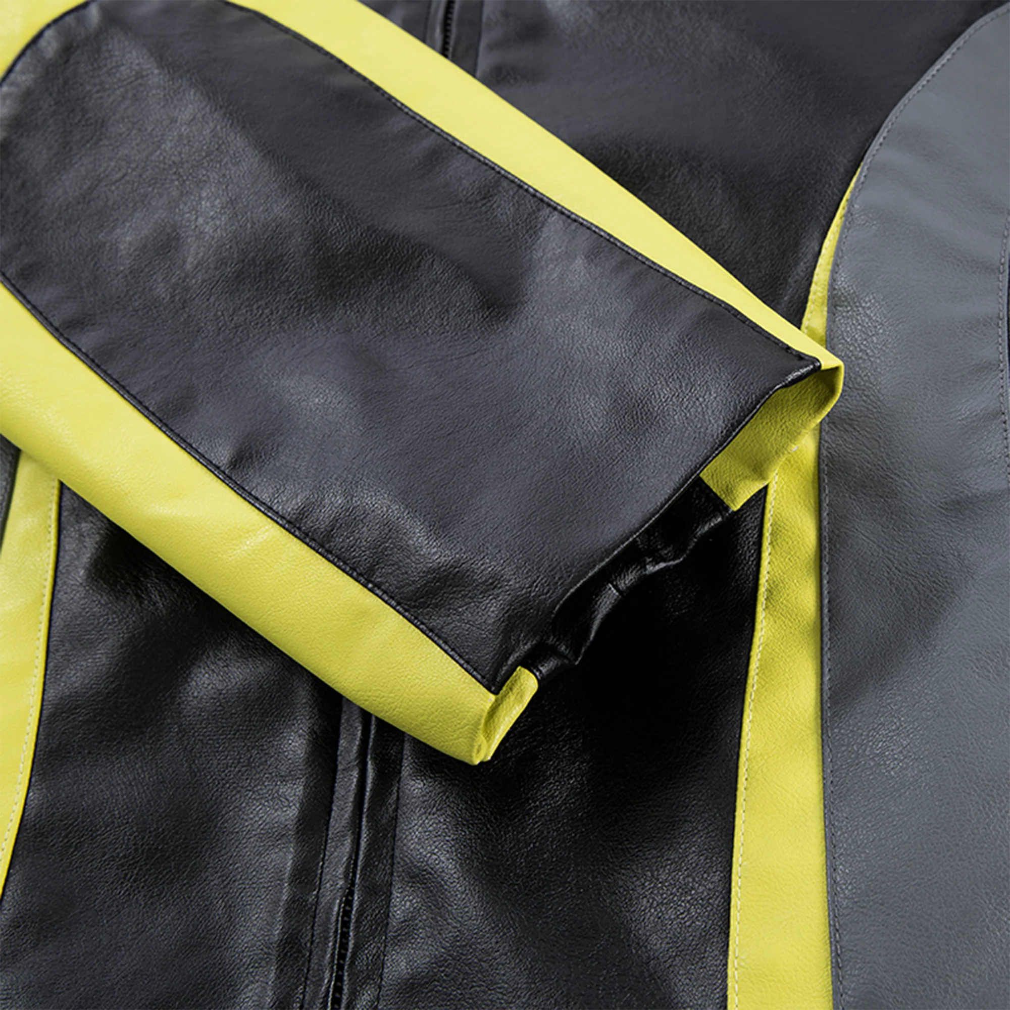 F2CE Contrast Panel Embroidered Moto Jacket