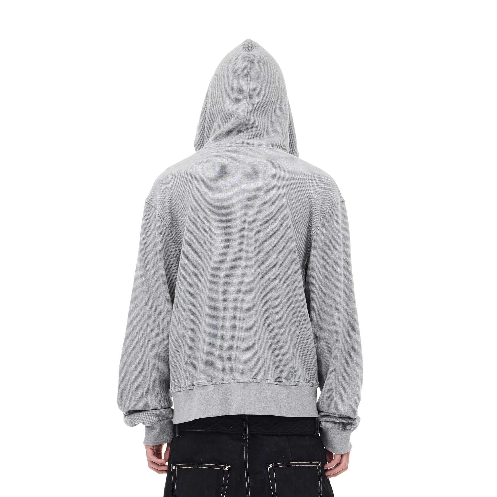 WHISTLEHUNTER Washed Waffle Studded Zip-Up Hoodie