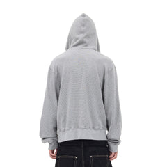WHISTLEHUNTER Washed Waffle Studded Zip-Up Hoodie