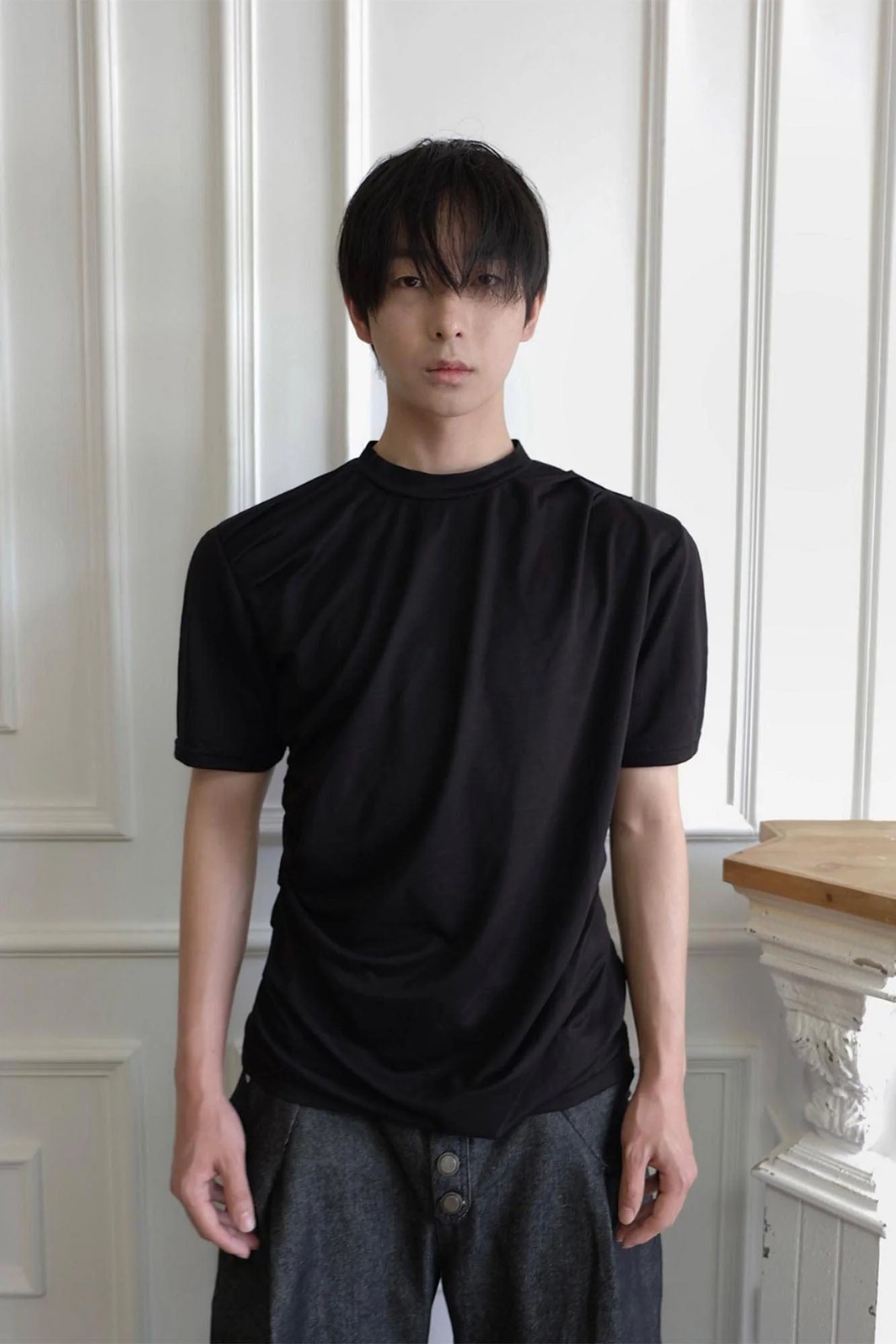 SSIN7 Essential Drape Texture Mock T-Shirt