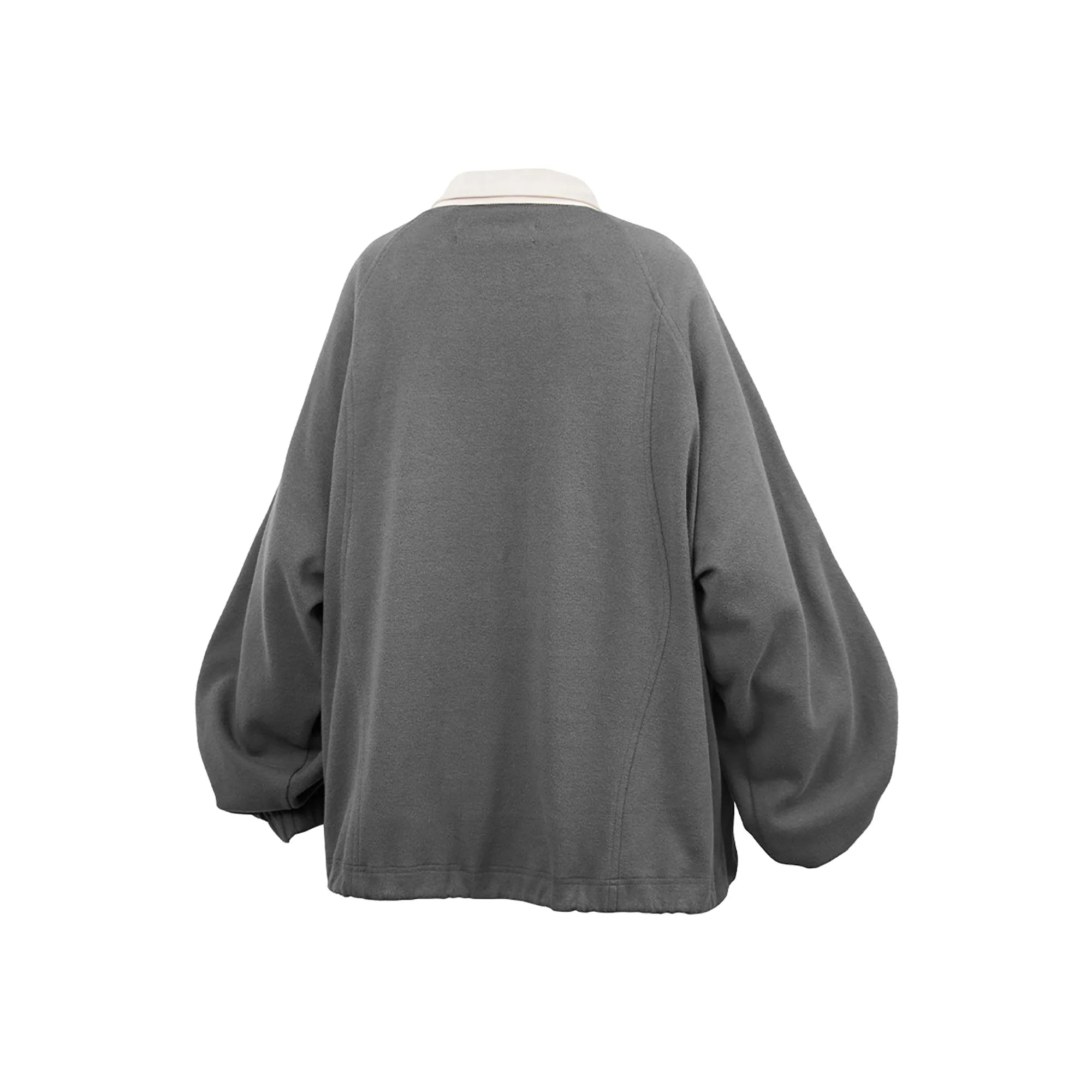 RELABEL Raglan Drawstring-Hem Polo Sweatshirt