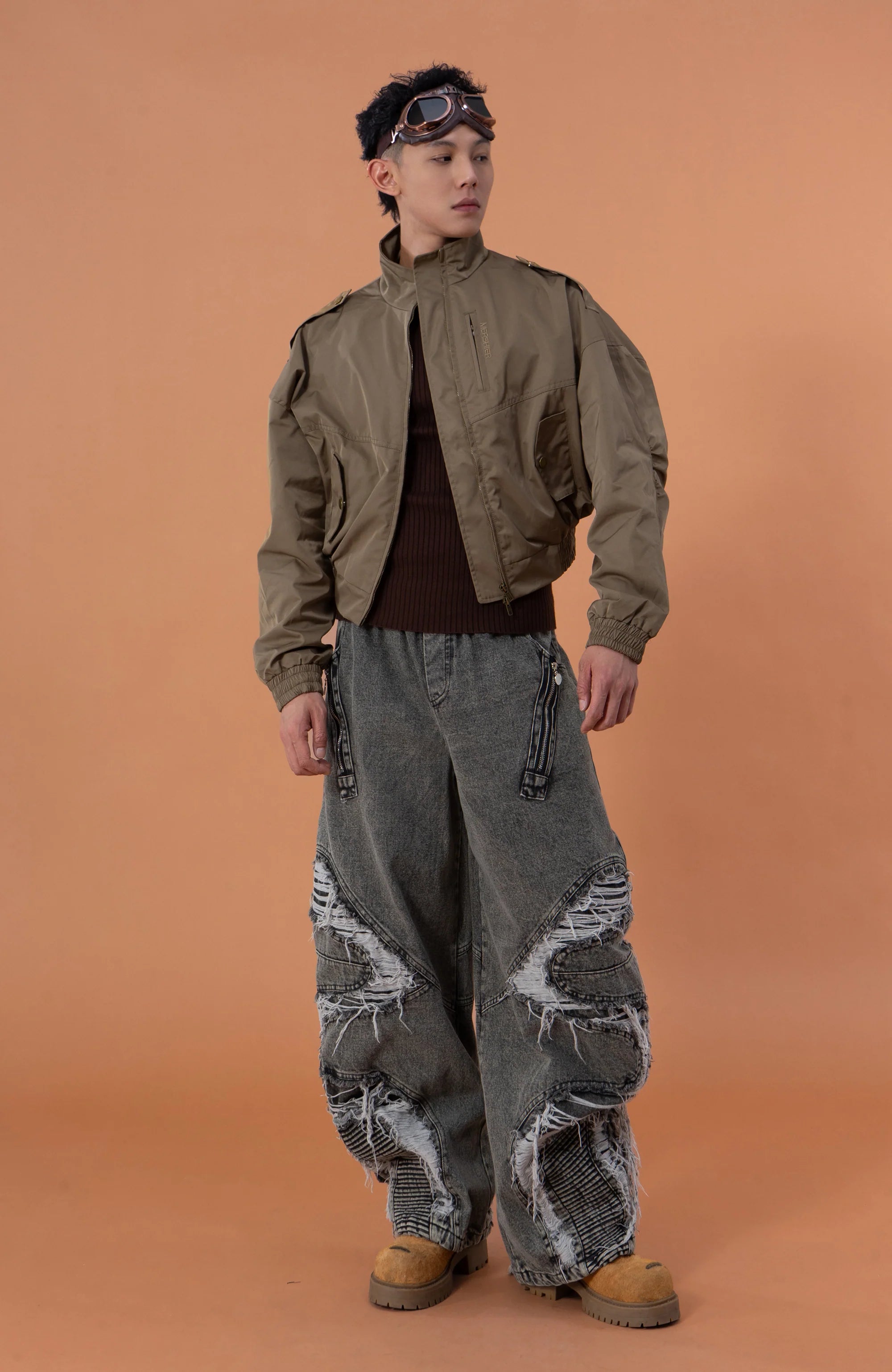 CLP Elastic-Waist Cropped Utility Jacket