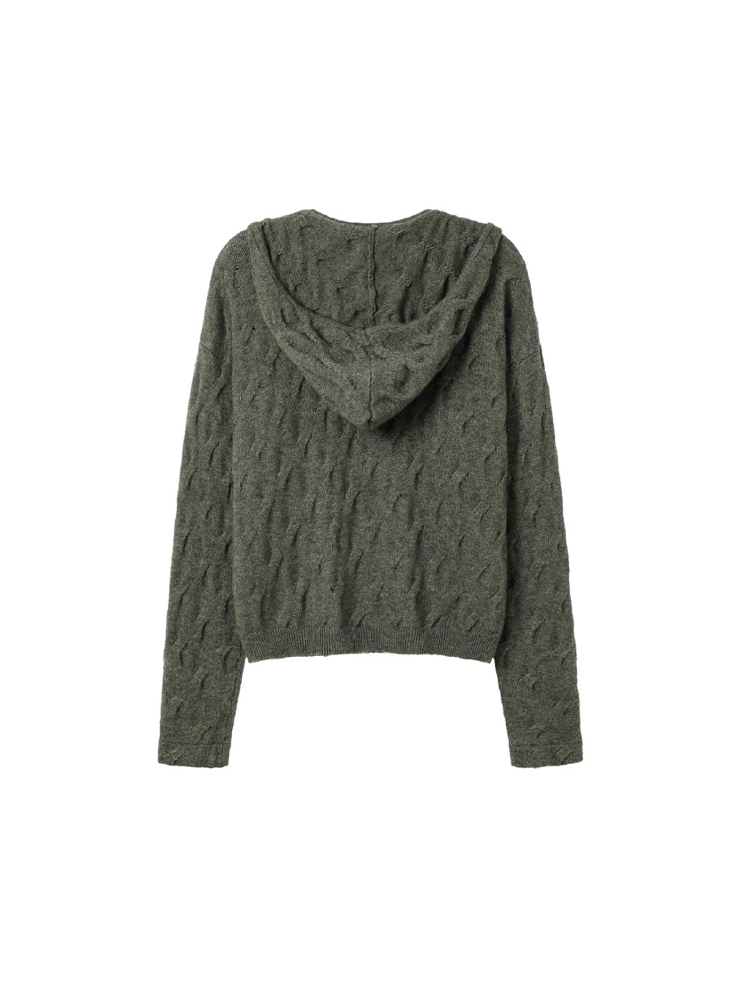 ALVNG AR ANTS Cable-Knit Tie-Neck Hooded Sweater
