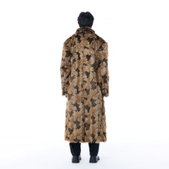 TUIMU Leopard Faux Mink Double-Breasted Coat