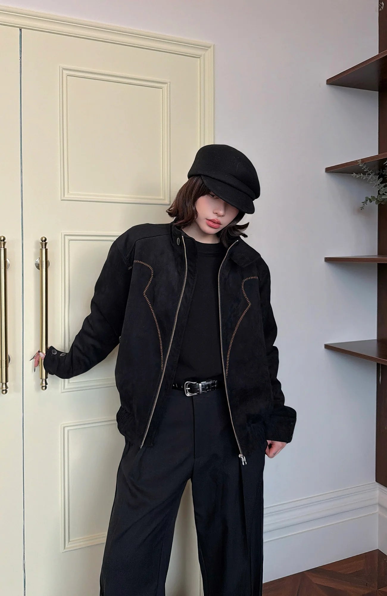OKAYTHXBYE Wool-Padded Faux Suede Jacket