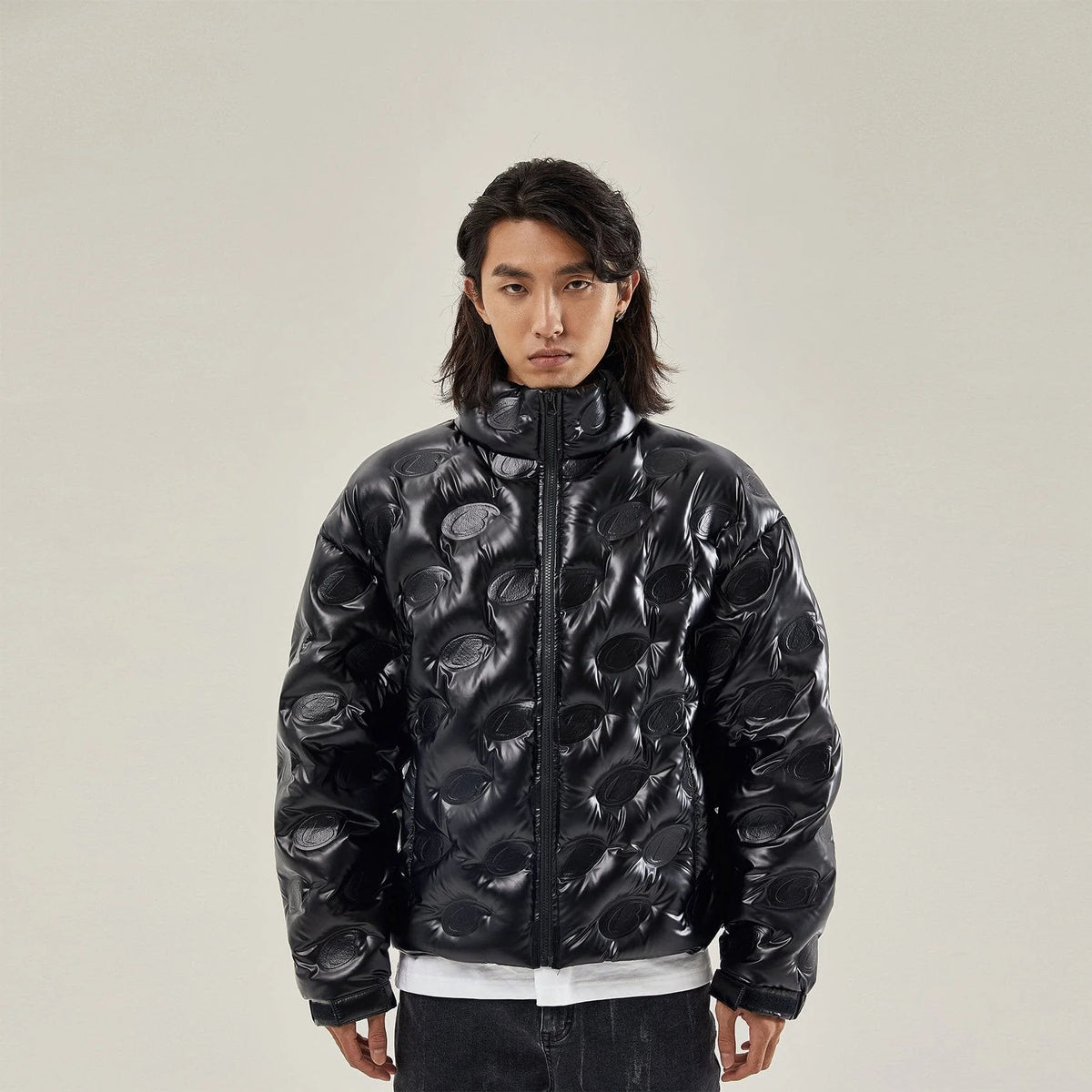 BONELESS High Collar Embossed Down Jacket
