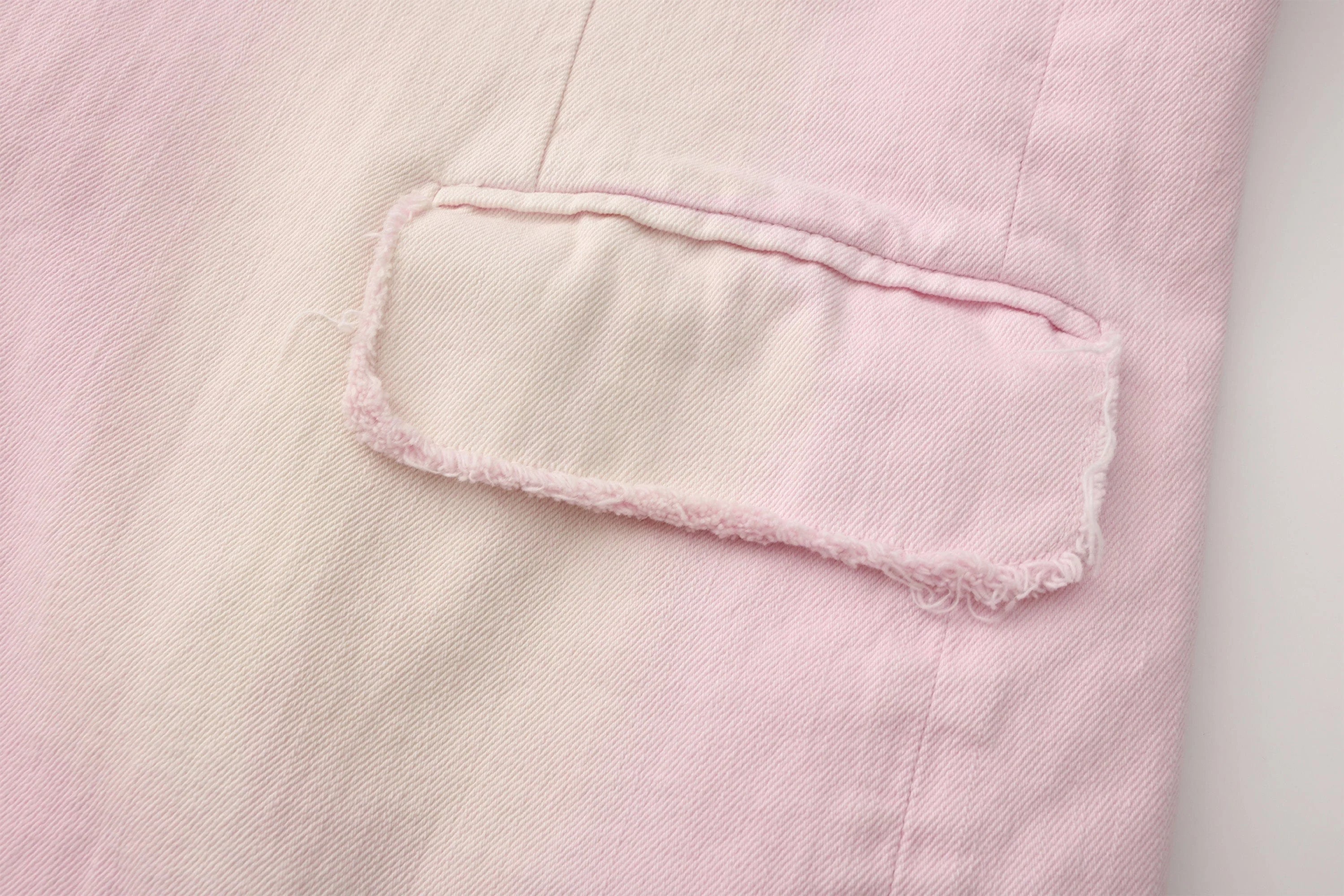 VANN VALRENCE Washed Beaded Frayed Denim Jacket