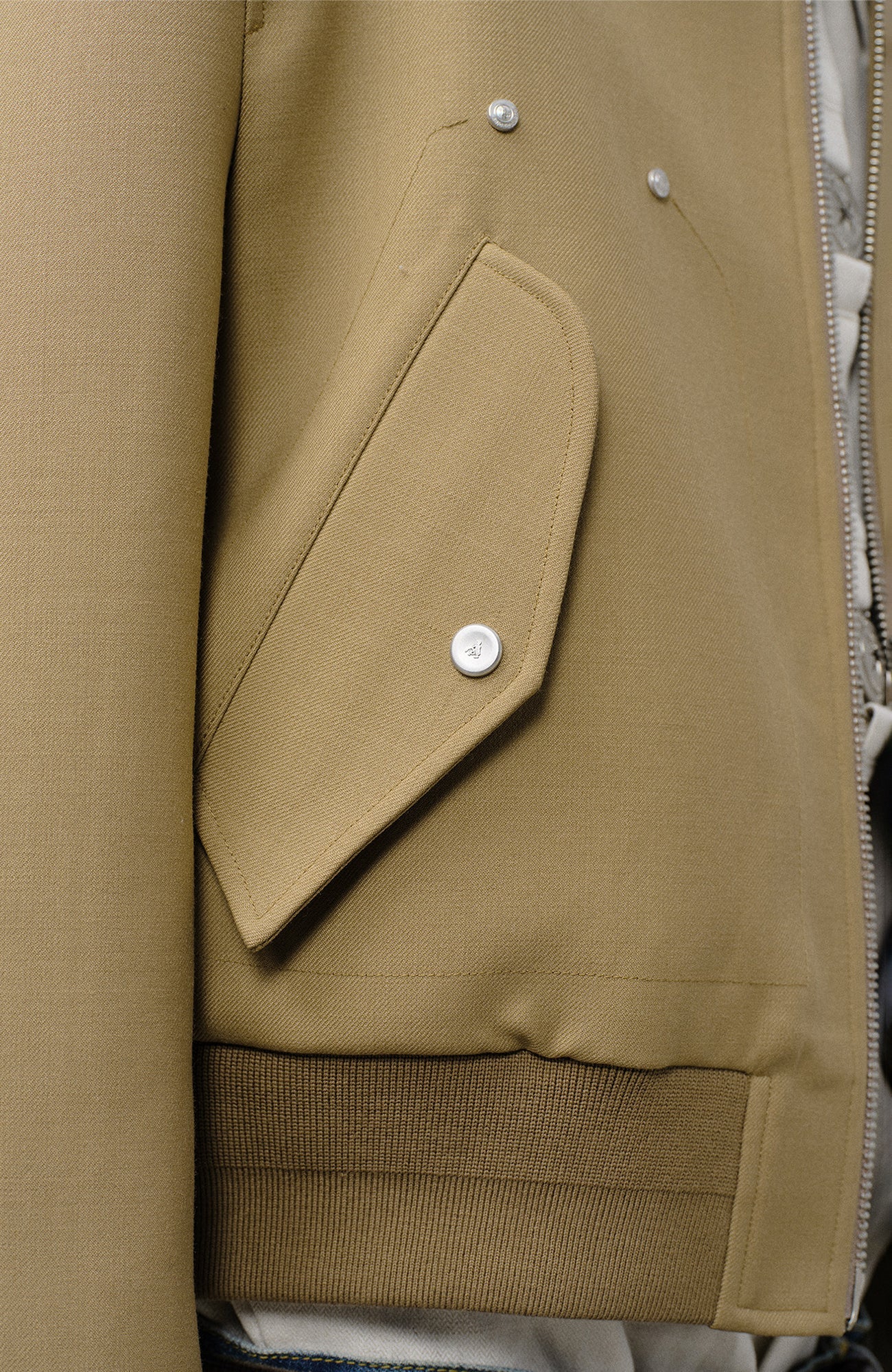 FACEONLAB Arm-Patched Bomber Jacket Khaki