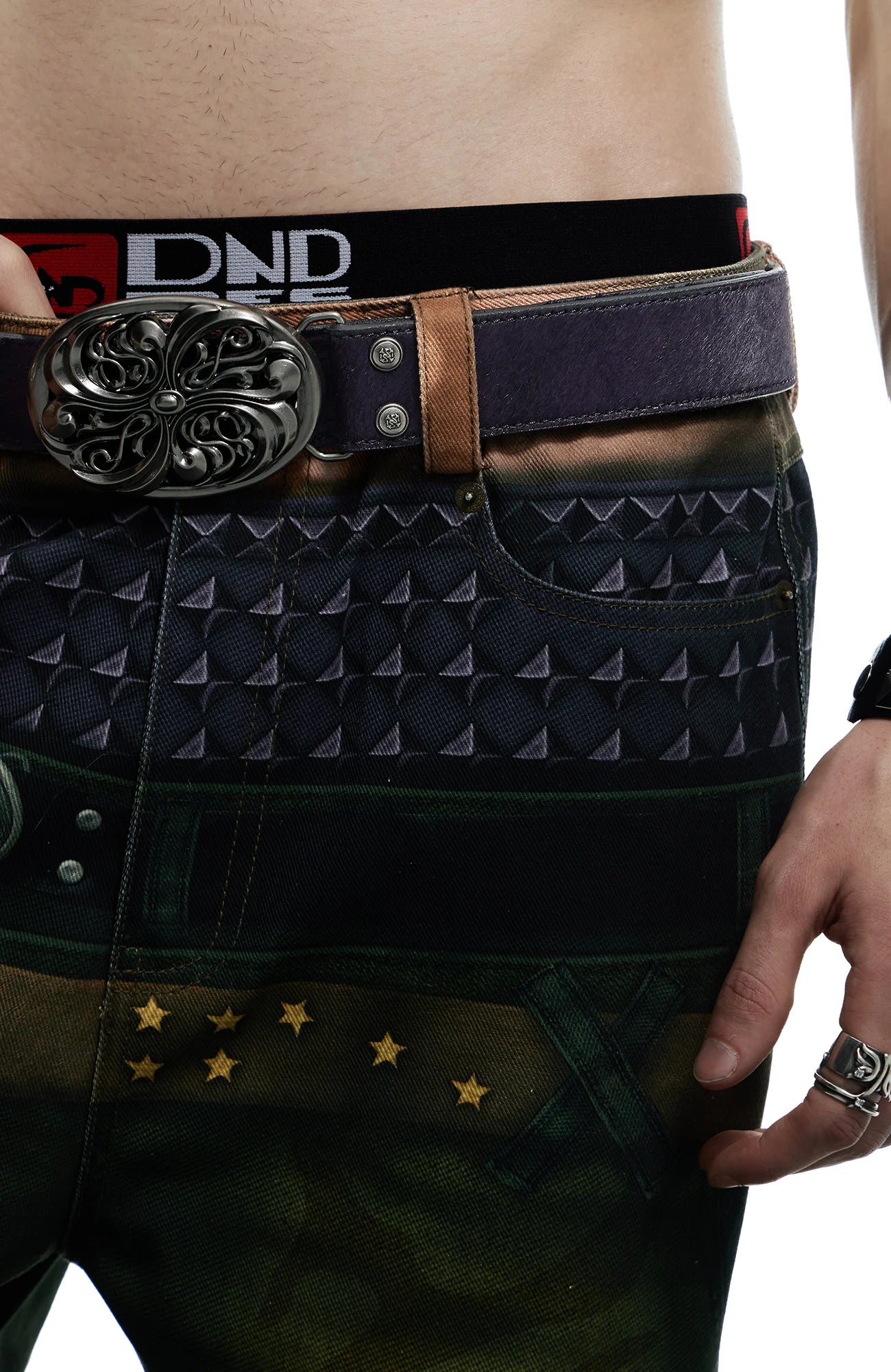 DND4DES Filigree Buckle Cowhide Leather Belt Purple