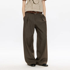 KREATE Classic Shadow Check Pleated Wide Trousers