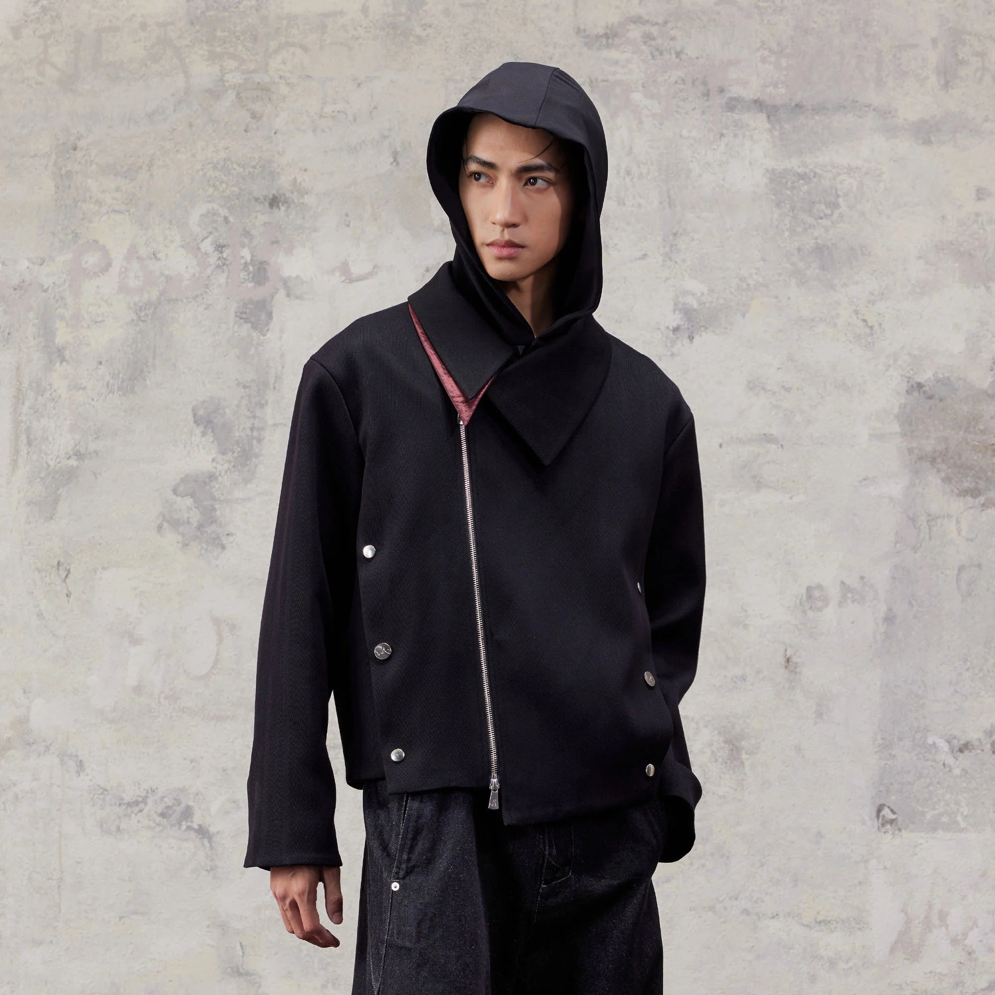 ALVNG AR ANTS Asymmetric Dual-Zip Layered Collar Jacket