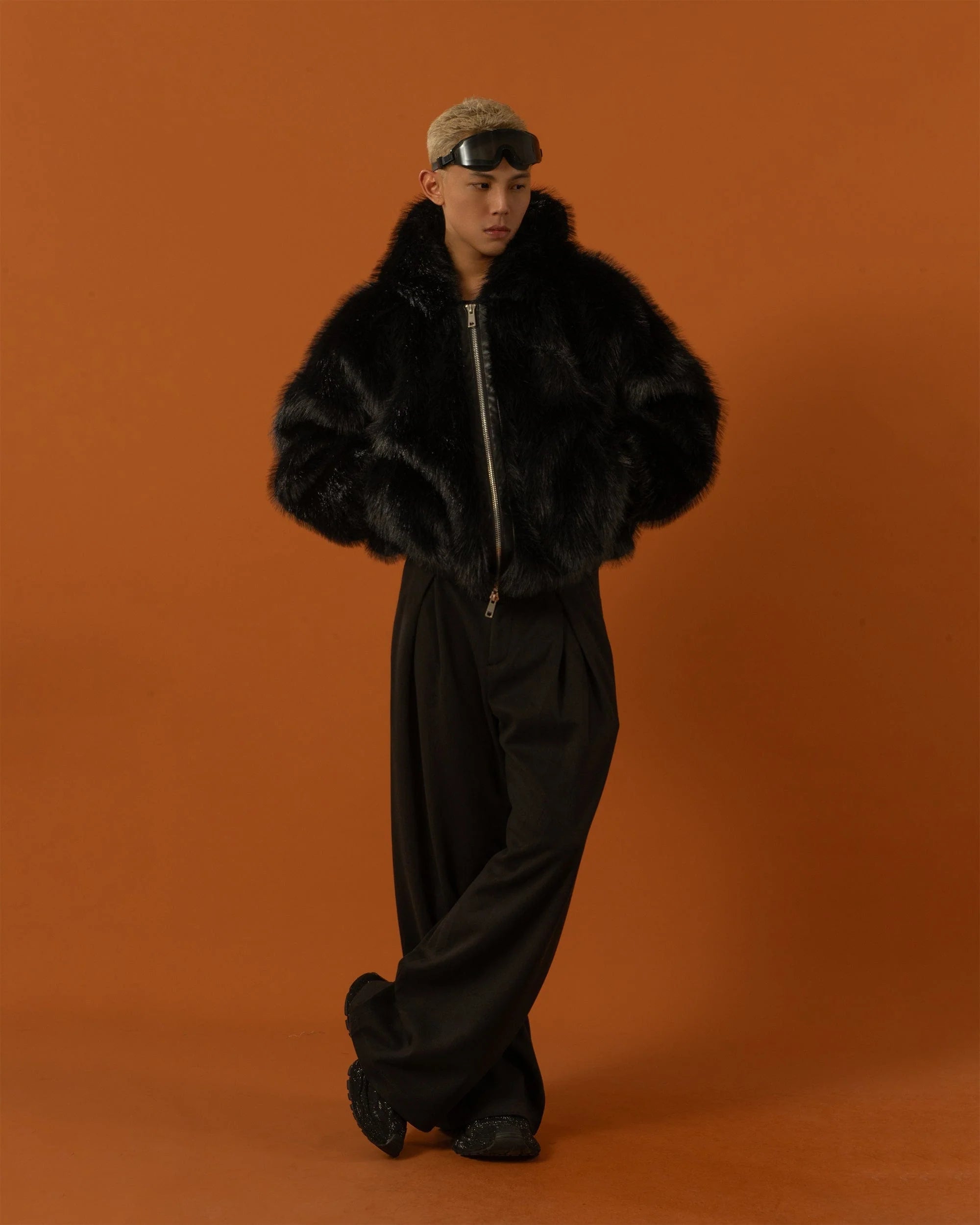 CLP Retro Faux Fur Zip-Up Hooded Jacket