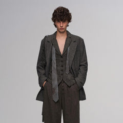 ILNya Nieternite Nifutur Distressed Draped Cotton-Linen Jacket