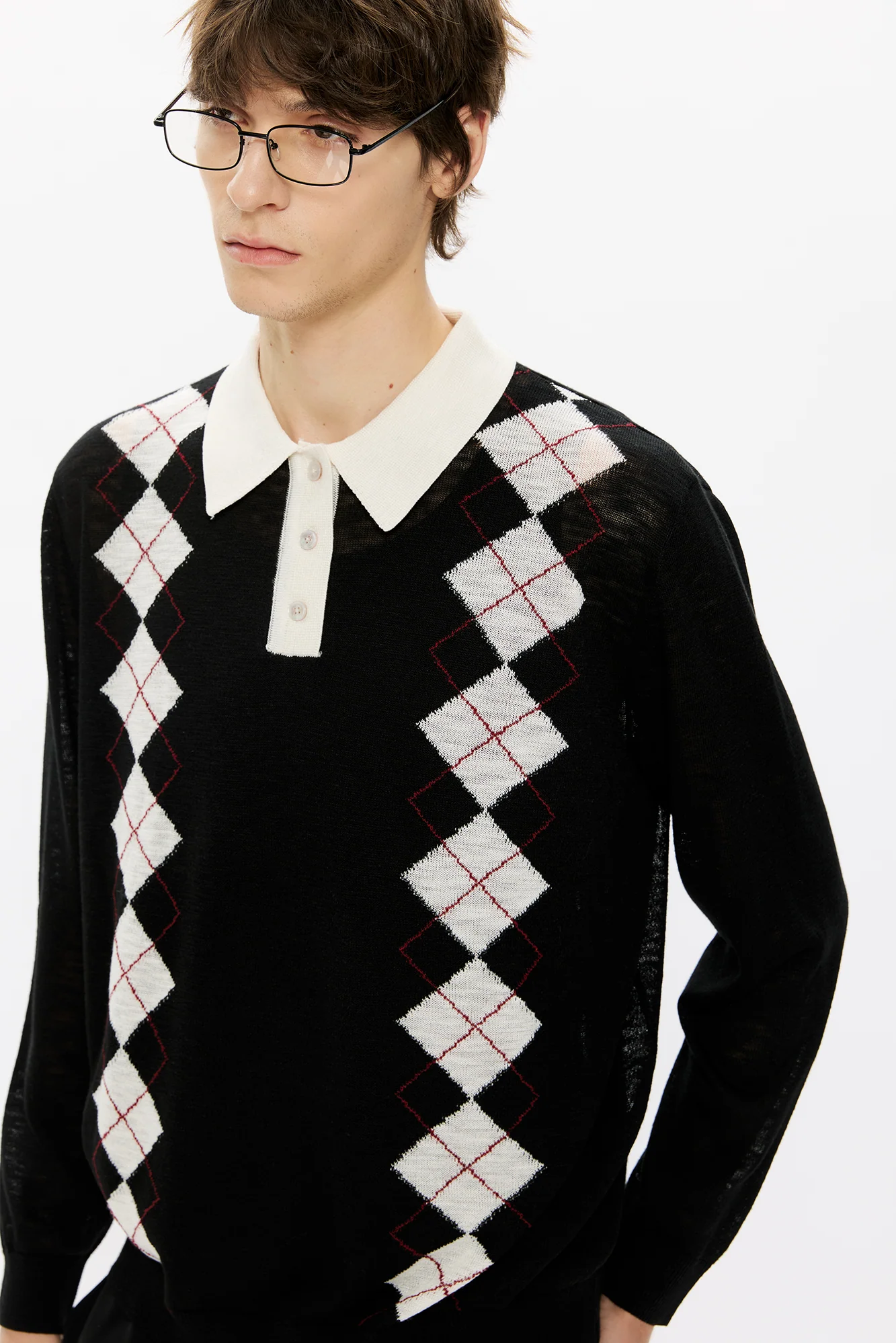 KREATE Retro Argyle Polo Sweater