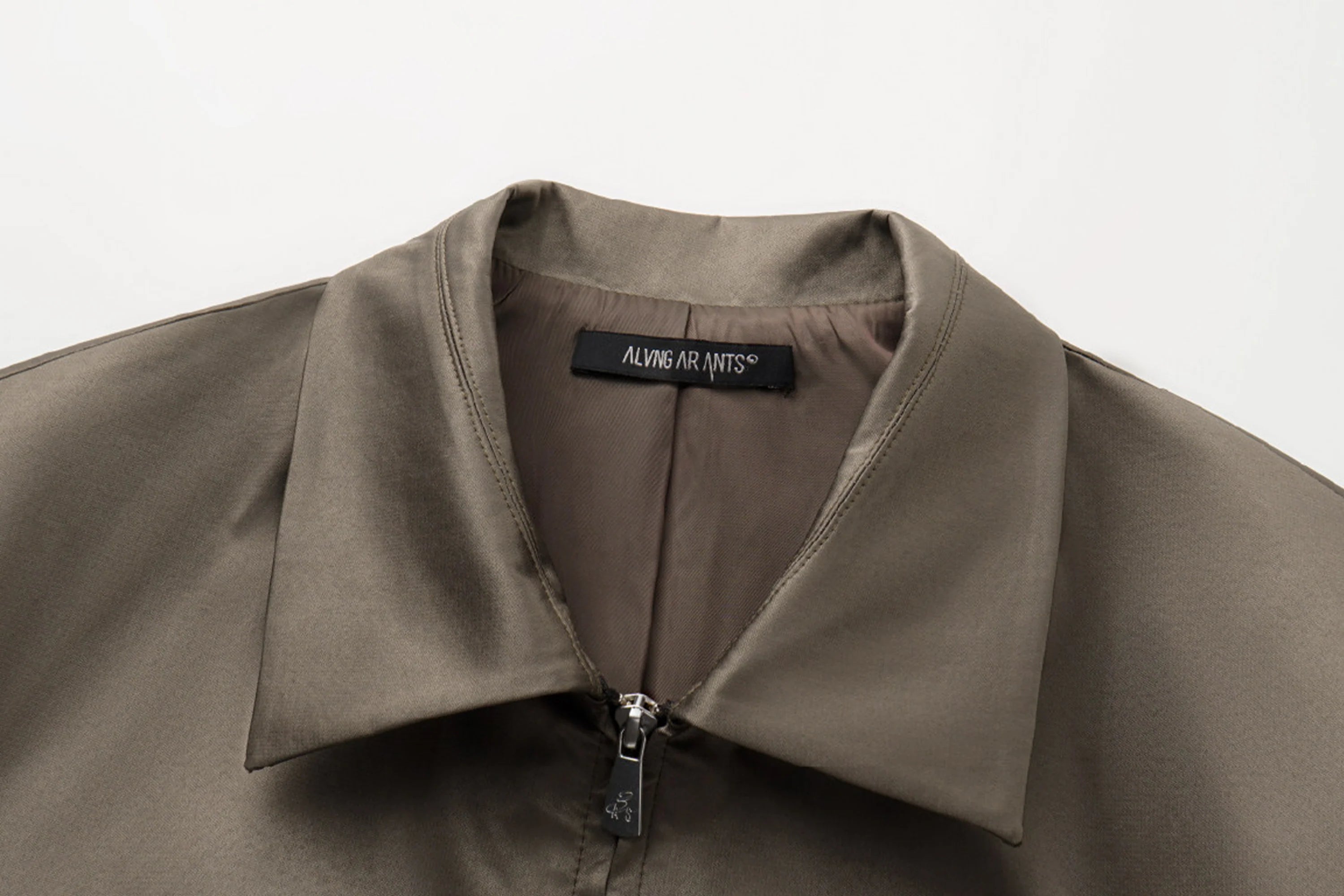 ALVNG AR ANTS Ruched-Sleeve Dual-Zips Bomber Jacket