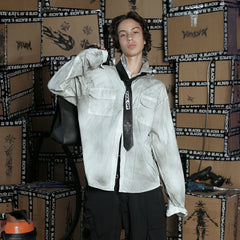 BLACK8MOB Dirty Fit Distressed Pocket Shirt