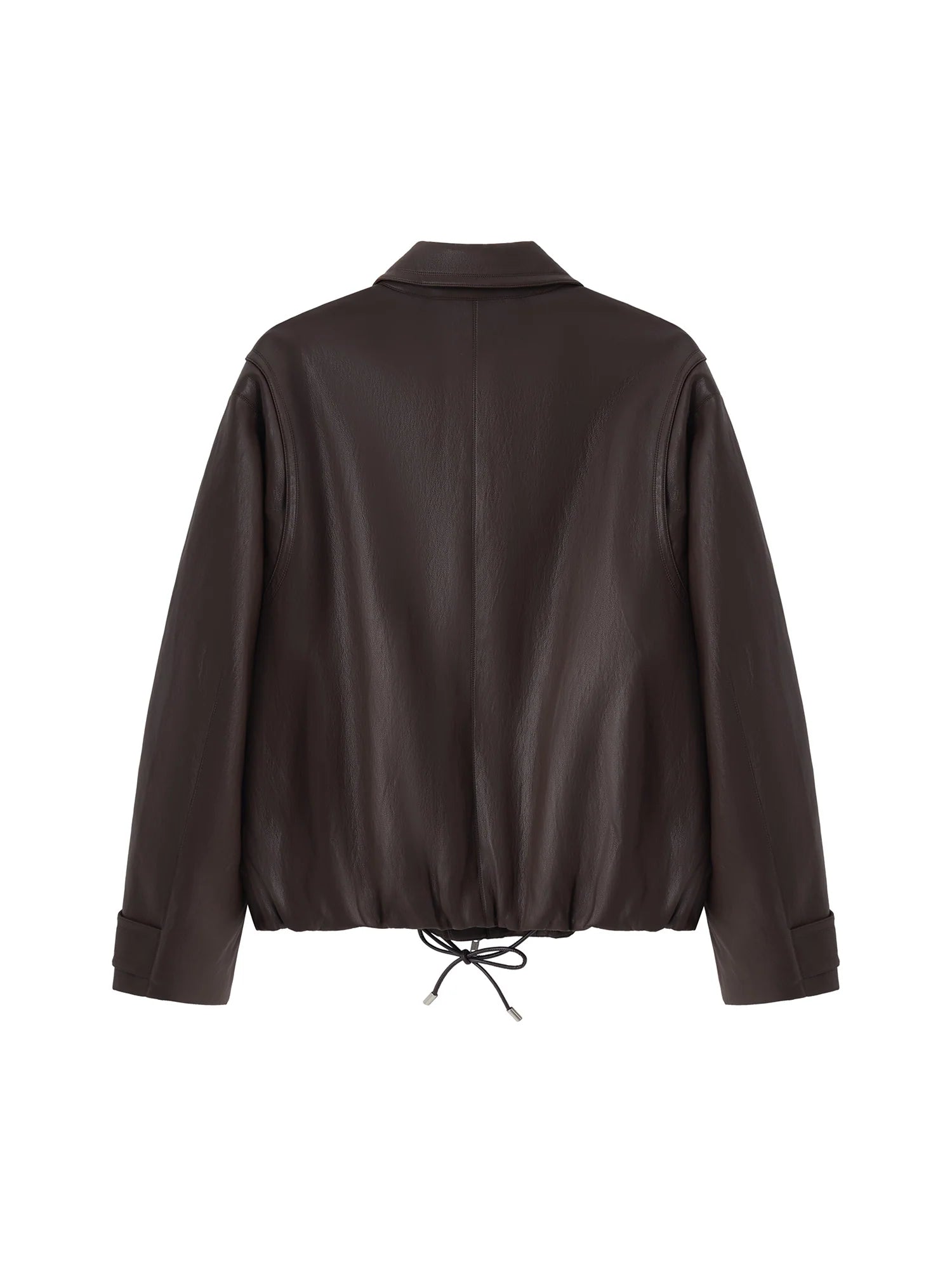 OPICLOTH Soft-Tanned Drawstring Faux Leather Jacket