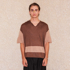 RICHILL Contrast Wool-Blended V-Neck T-Shirt