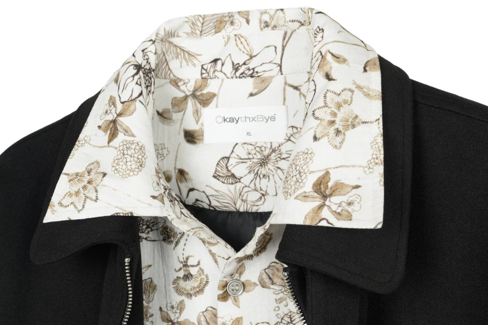 OKAYTHXBYE Double-Layer Floral Zip Jacket