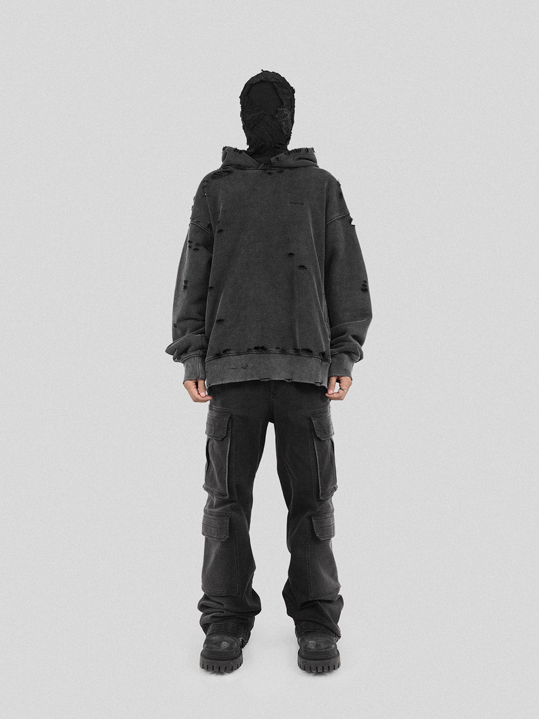 UNDERWATER Multi Pockets Gradient Jeans Black