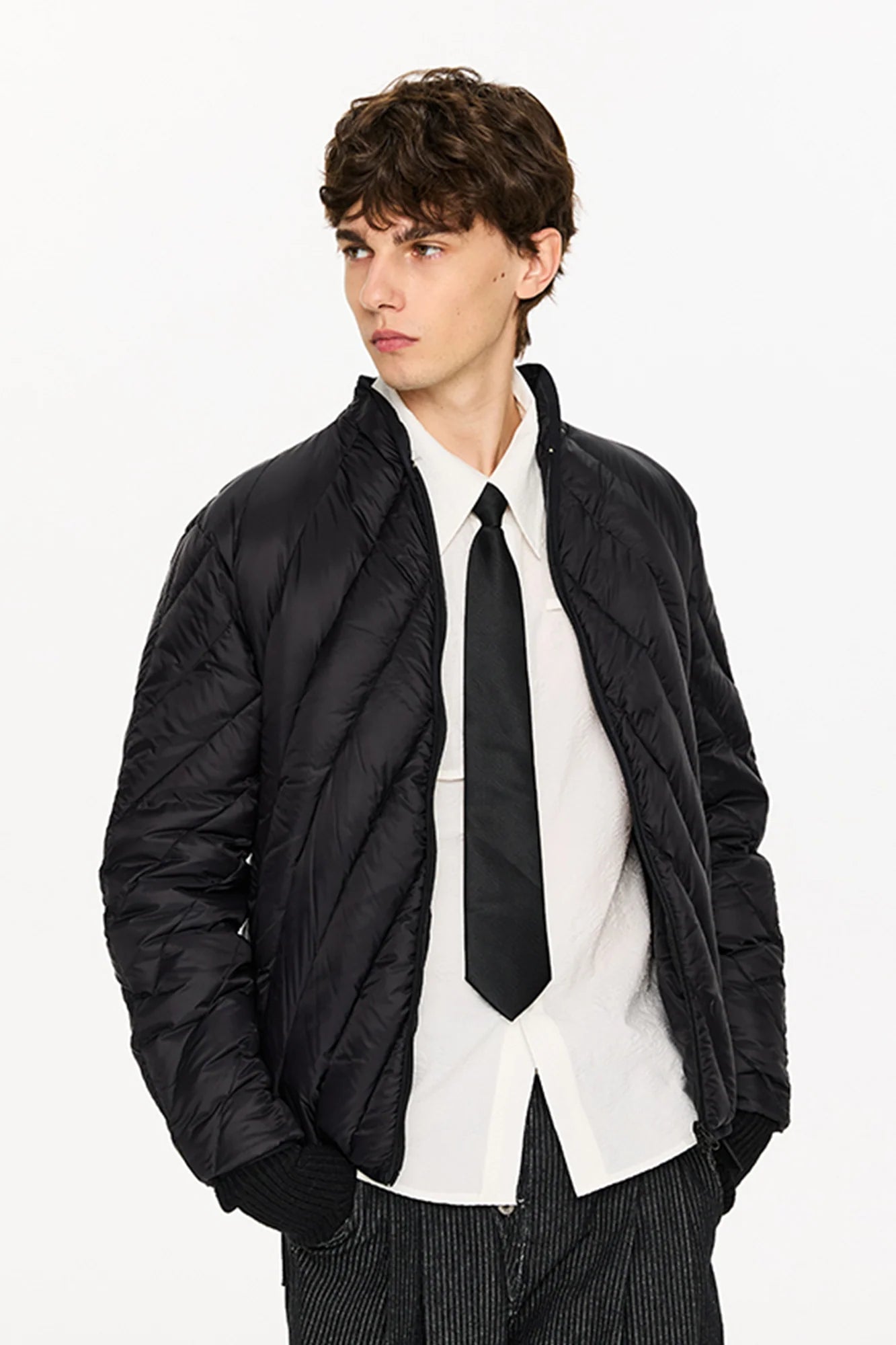 KREATE Quilted Rib Stand-Collar Down Jacket