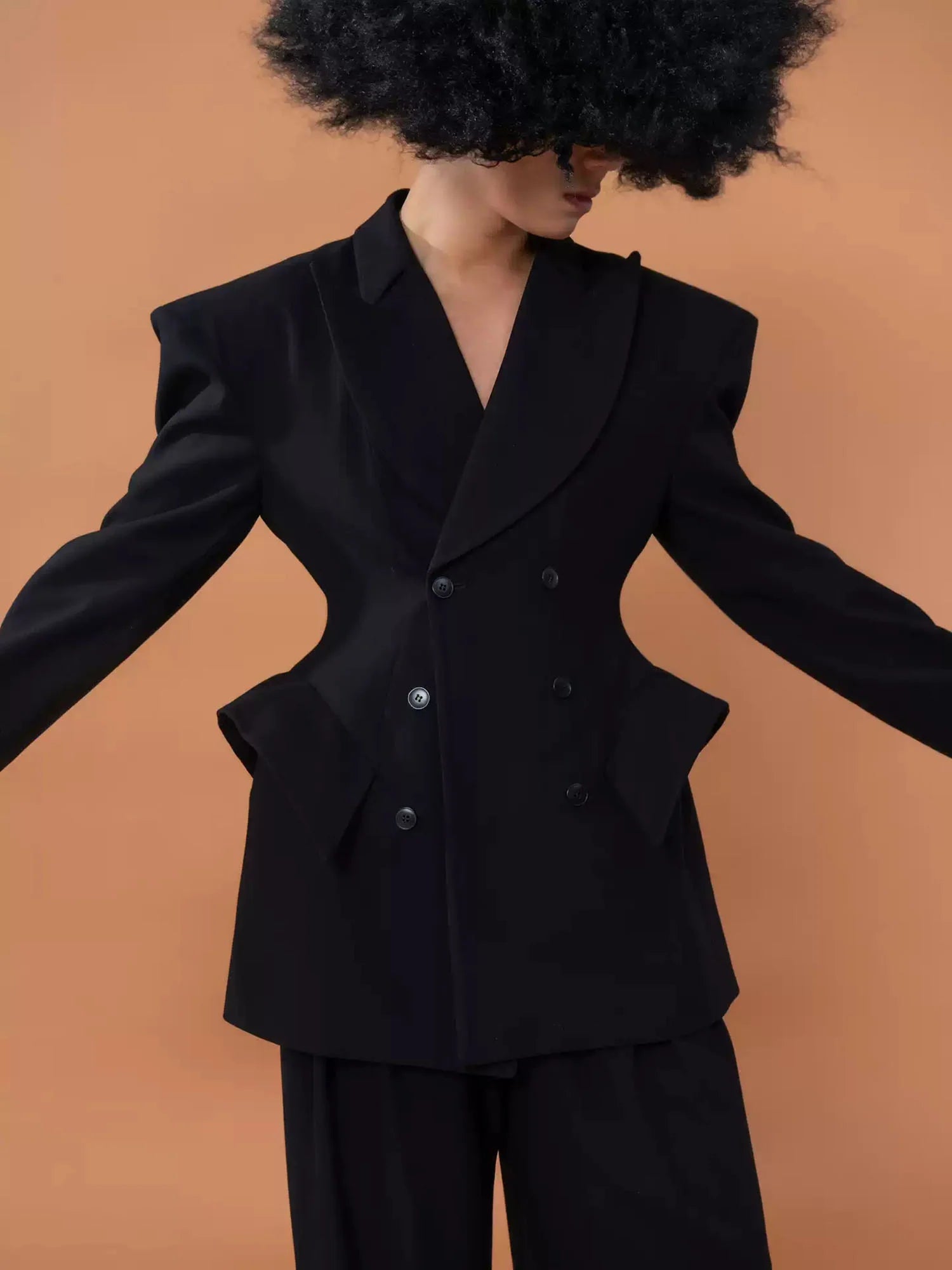 CLP Double-Breasted Cinched-Waist Blazer