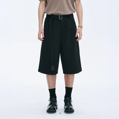 CATSSTAC Pleated Belted Wide-Leg Shorts