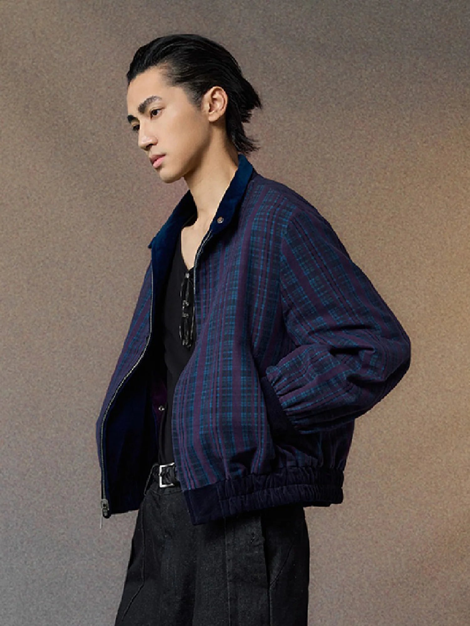 ALVNG AR ANTS Reversible Velvet  Plaid Jacket