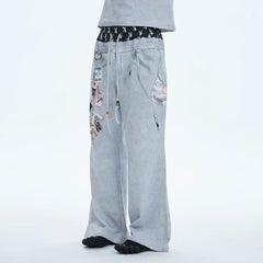 DND4DES Doll Charm Graphic Double-Waist Sweatpants