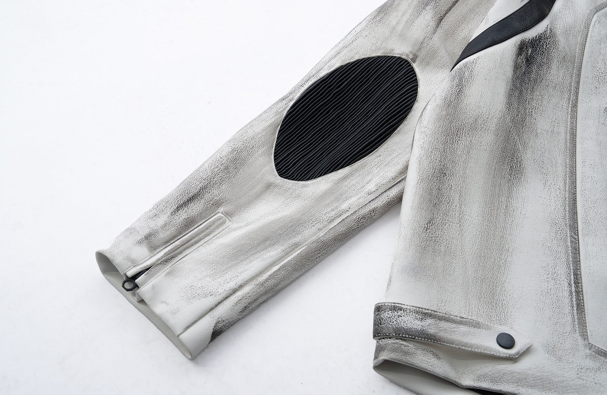 MOGONGSHE Distressed Techwear PU Moto Jacket