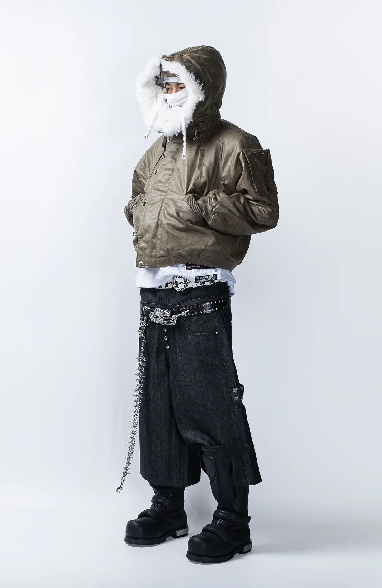 FVVO Layered-Waist Studded Cropped Pants