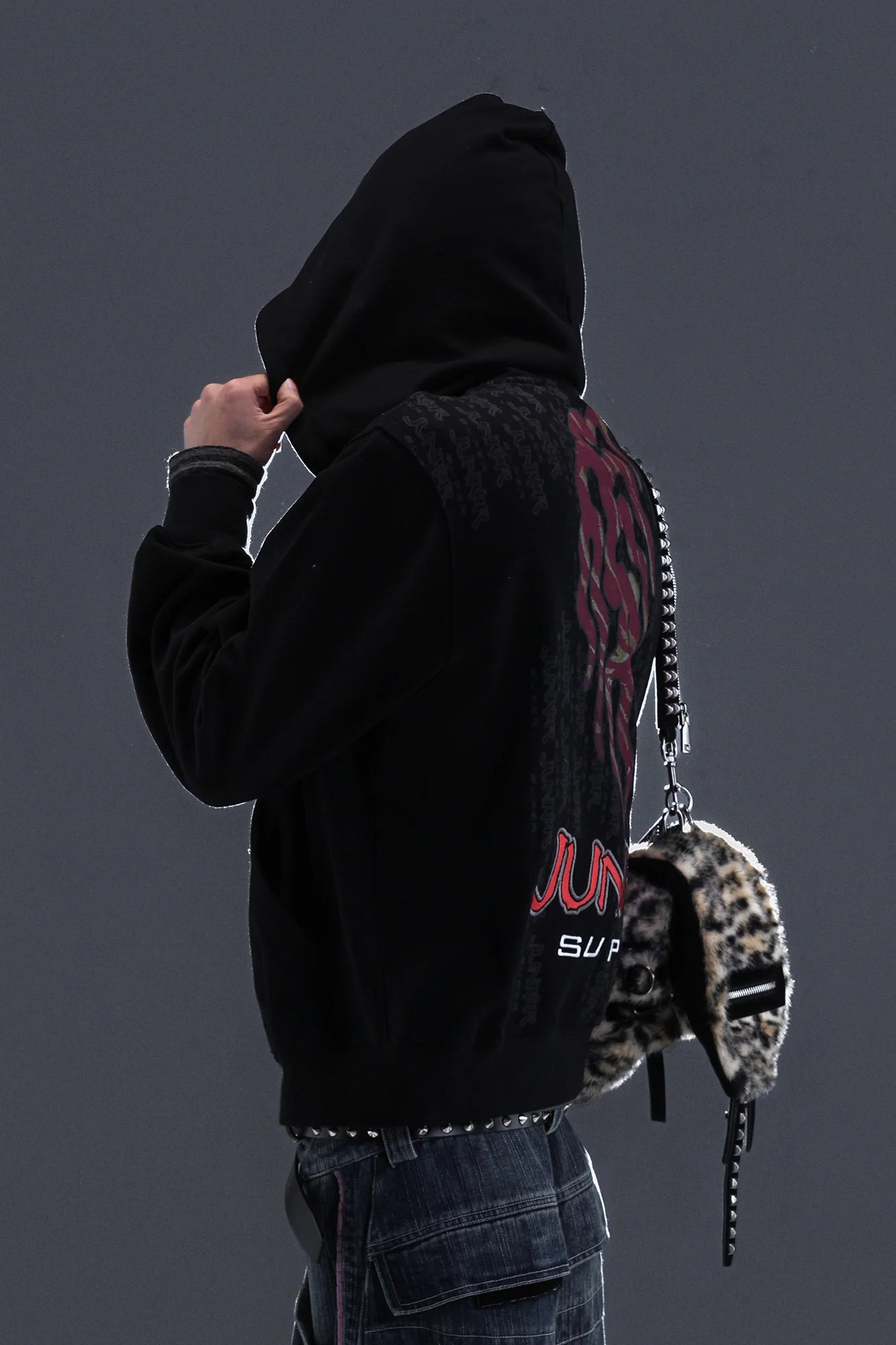 PCCVISION Flame Embroidered Mask Hooded Jacket