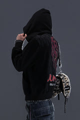 PCCVISION Flame Embroidered Mask Hooded Jacket