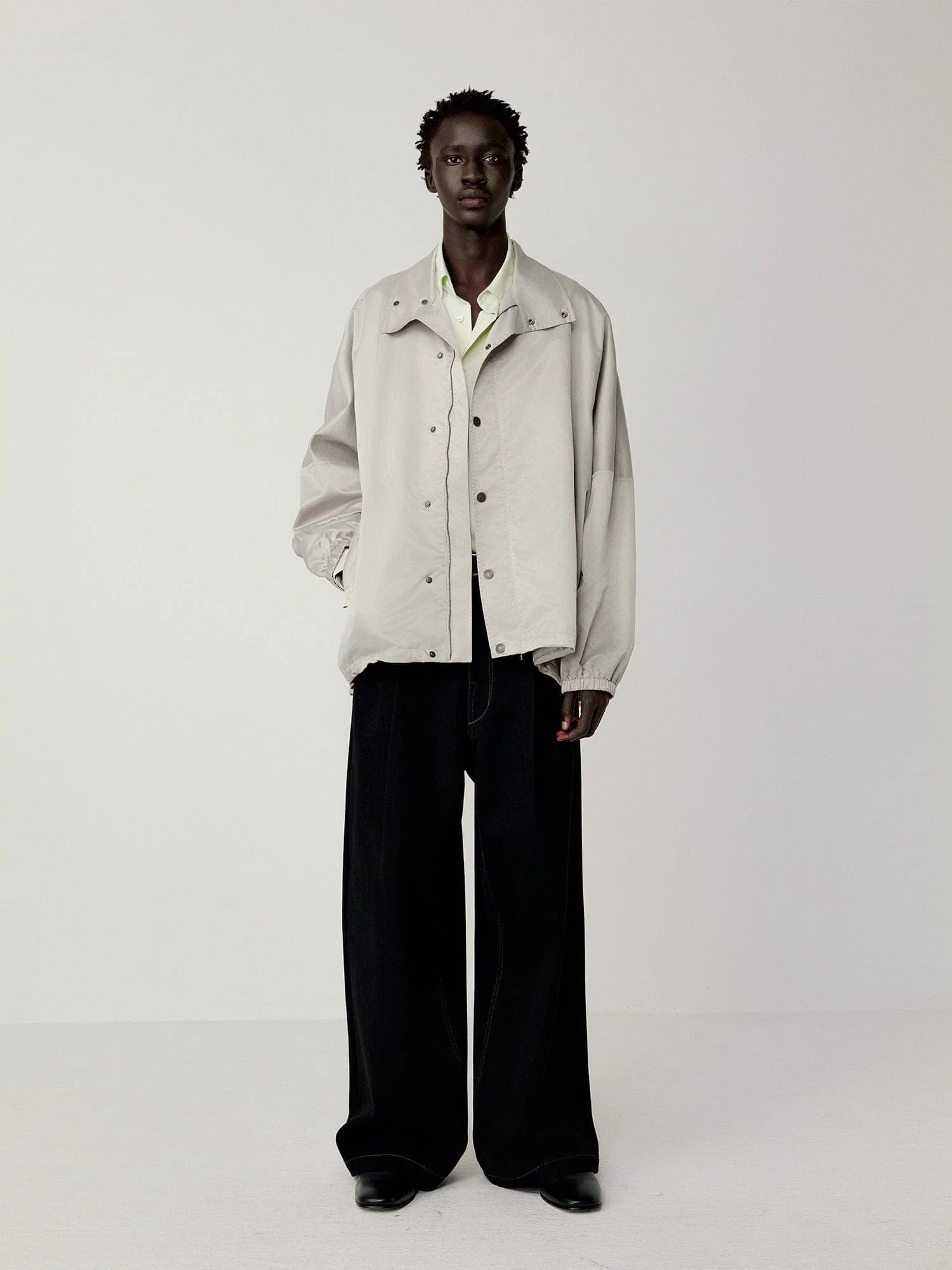 OPICLOTH Satin Batwing Drawstring Oversized Jacket