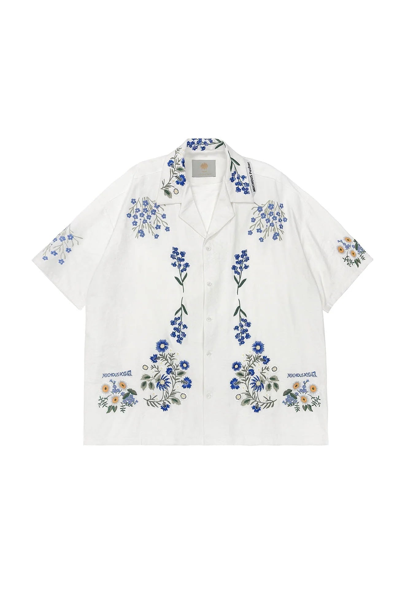 MIICHOUS Floral Embroidered Cuban Half Shirt