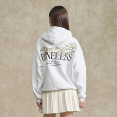 BONELESS Floral Embroidered Fleece-Lined Hoodie