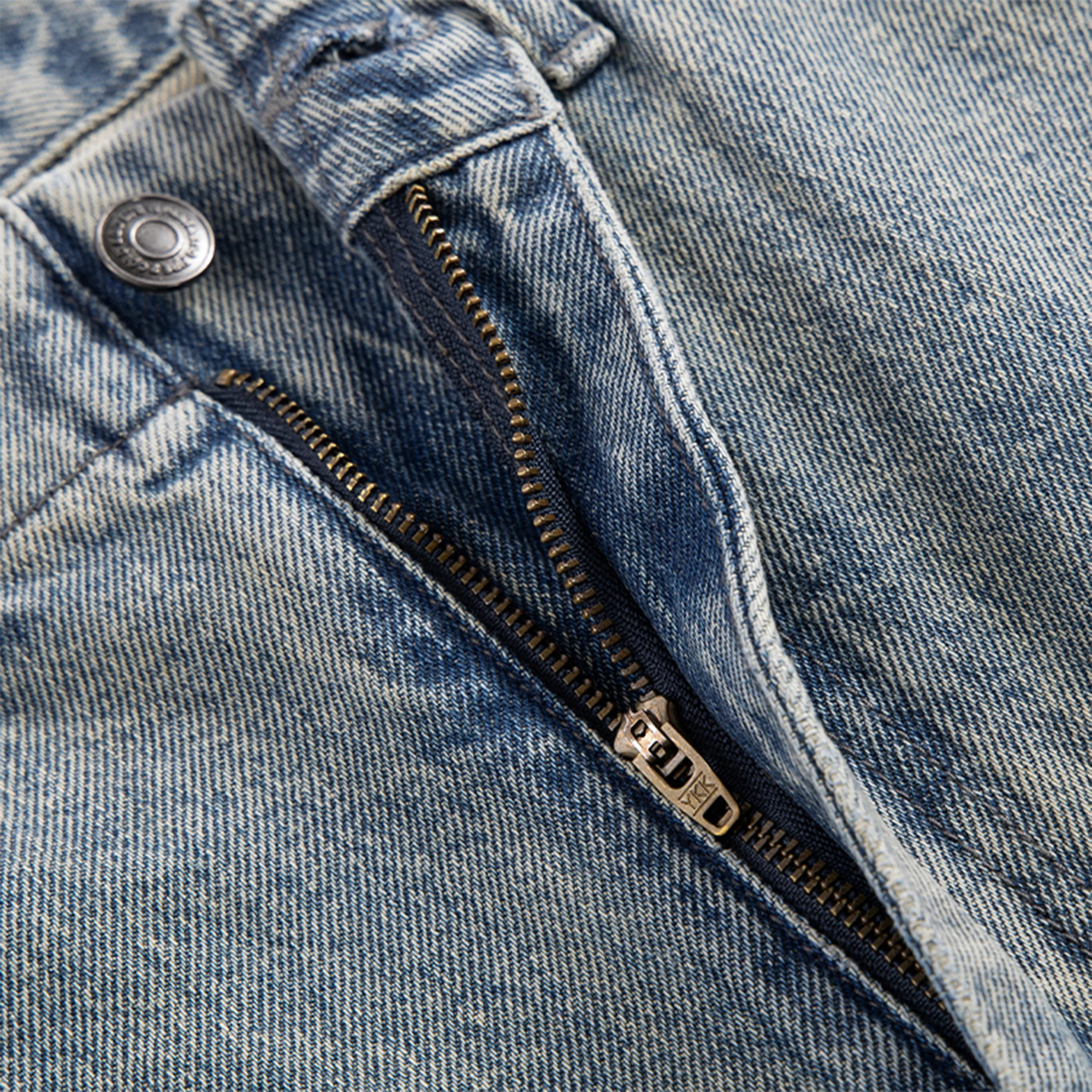 F2CE Washed Panel Adjustable-Hem Denim Pants