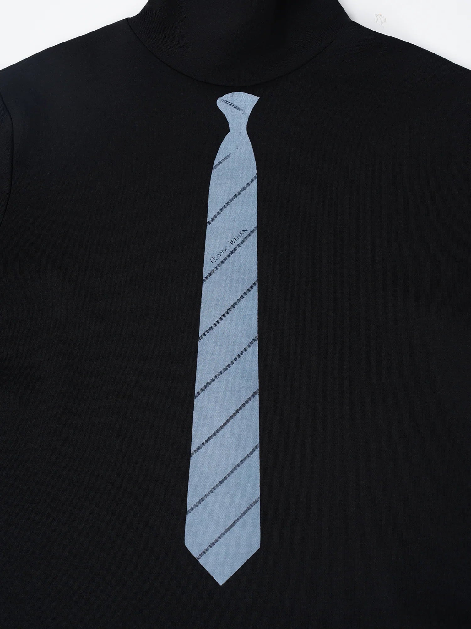 OUYANG WENJUN Stripes-Tie Graphic Turtleneck Long-Sleeve Tee