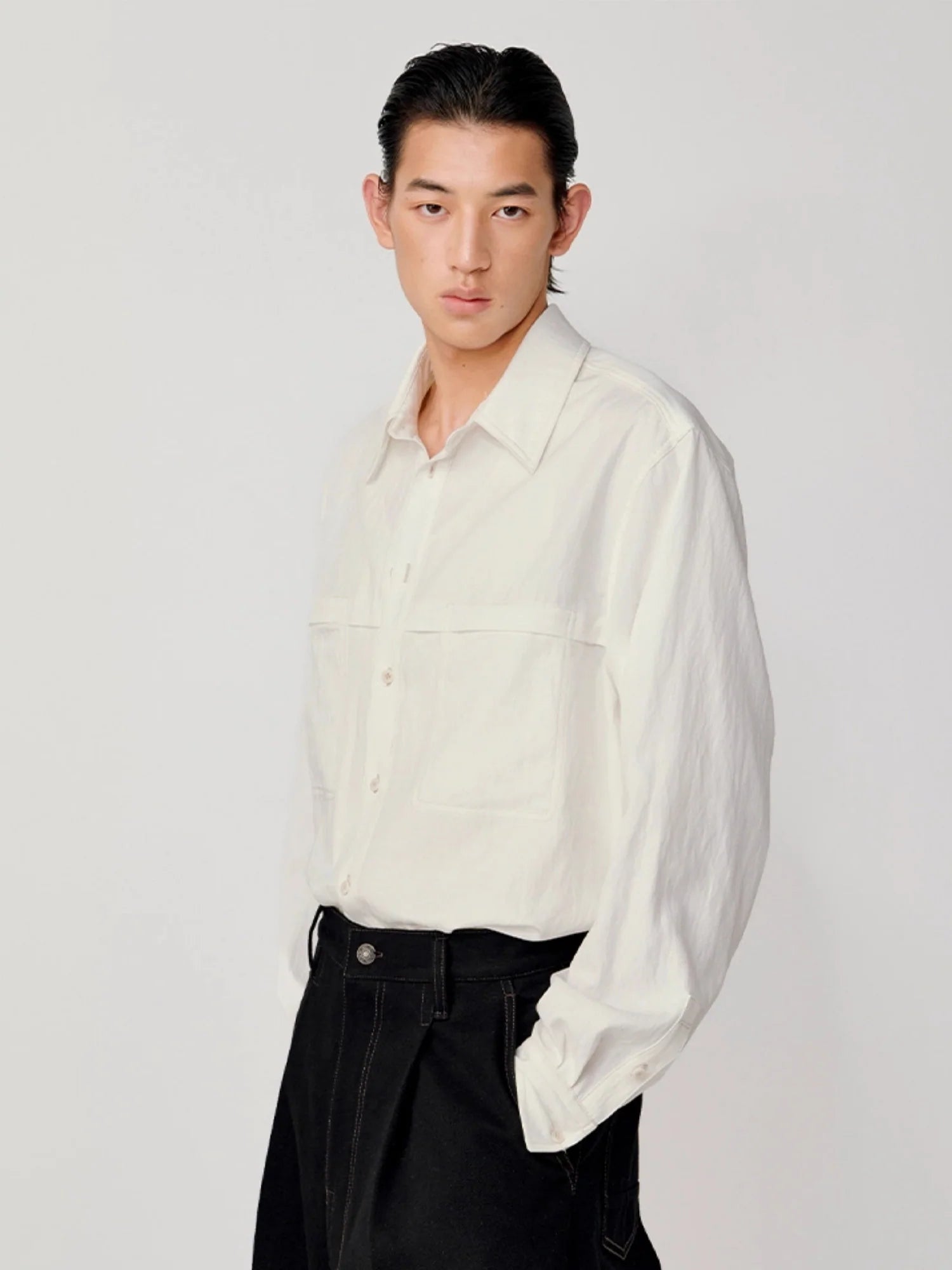 OPICLOTH Minimal Stitch Tencel-Blend Shirt
