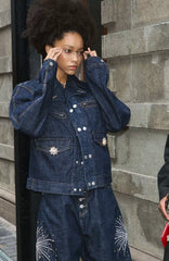 STEEPC Selvedge Double-Breasted Lapel Denim Jacket