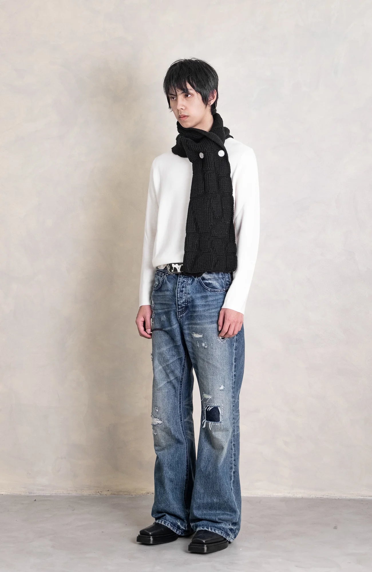 IN EXISTENCE Convertible Coin-Embellished Wool-Blend Scarf