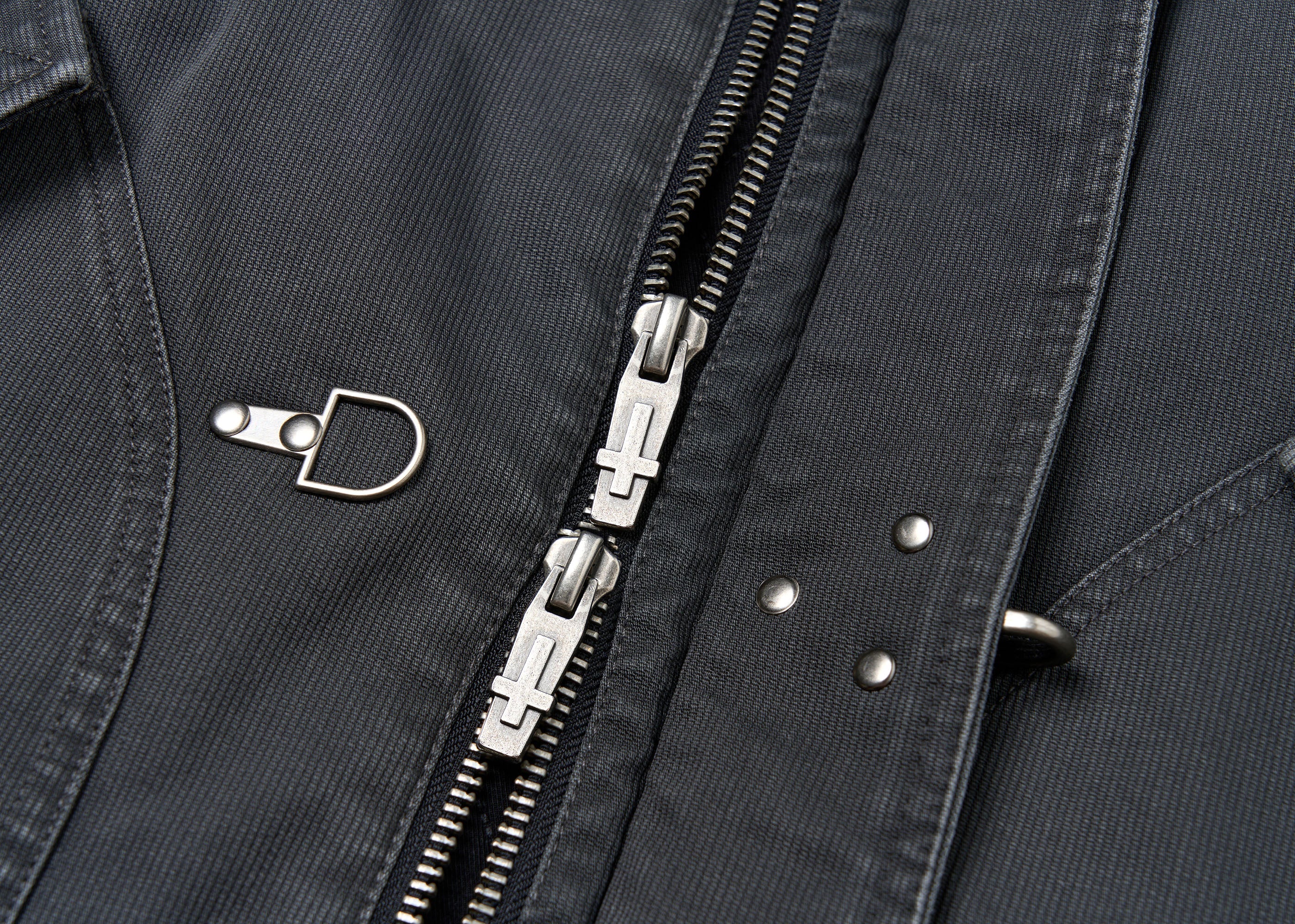 SAVAGEGROWTHWORLD Leather Collar Utility Puffer Jacket