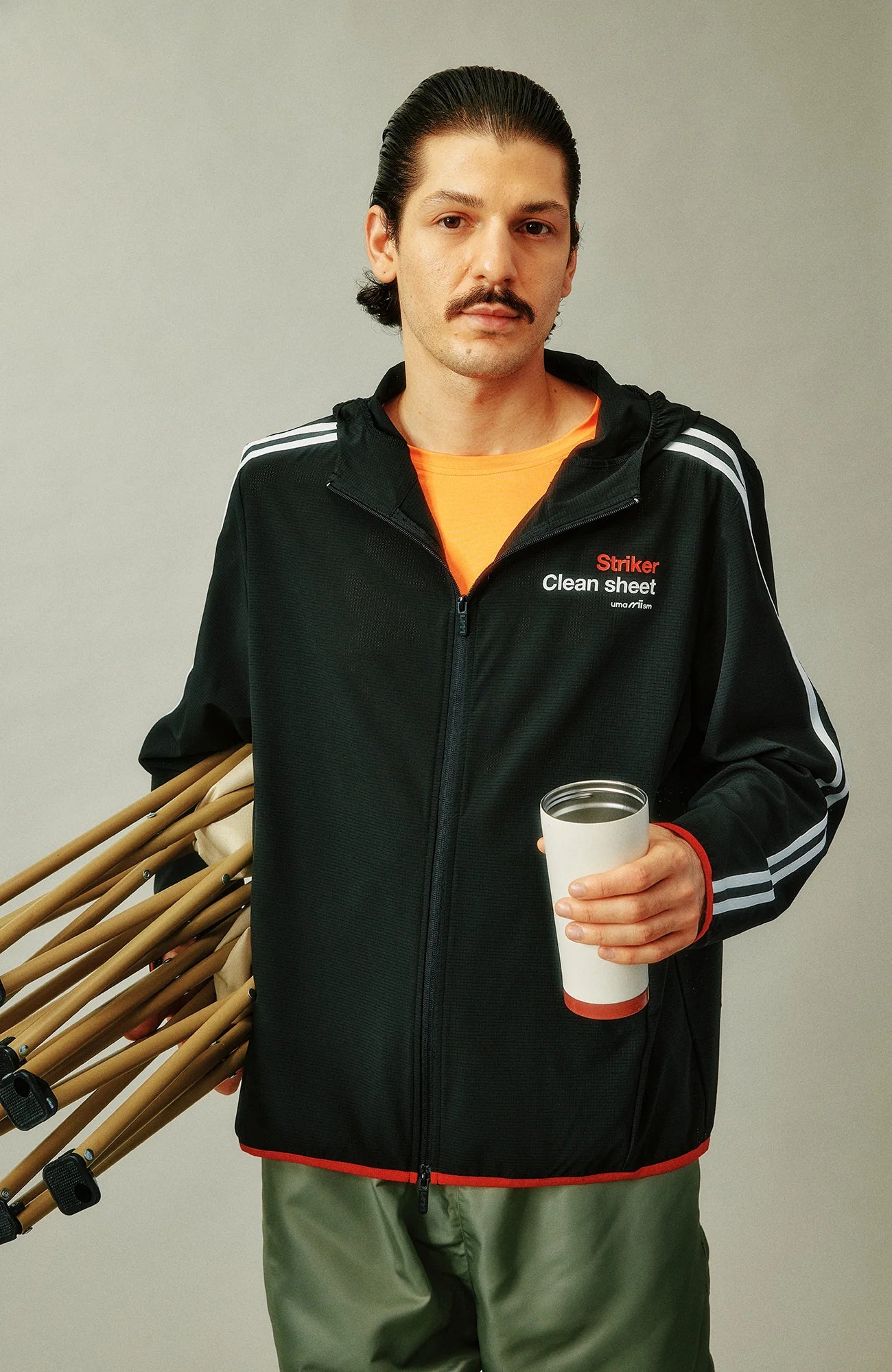 UMAMIISM Striped Hooded Running Jacket