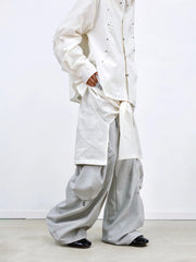 RELABEL Detachable Drape Linen-Blend Cargo Light Gray