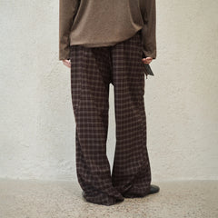 GONGHE REPUB Plaid Drawstring Wide-Leg Pants