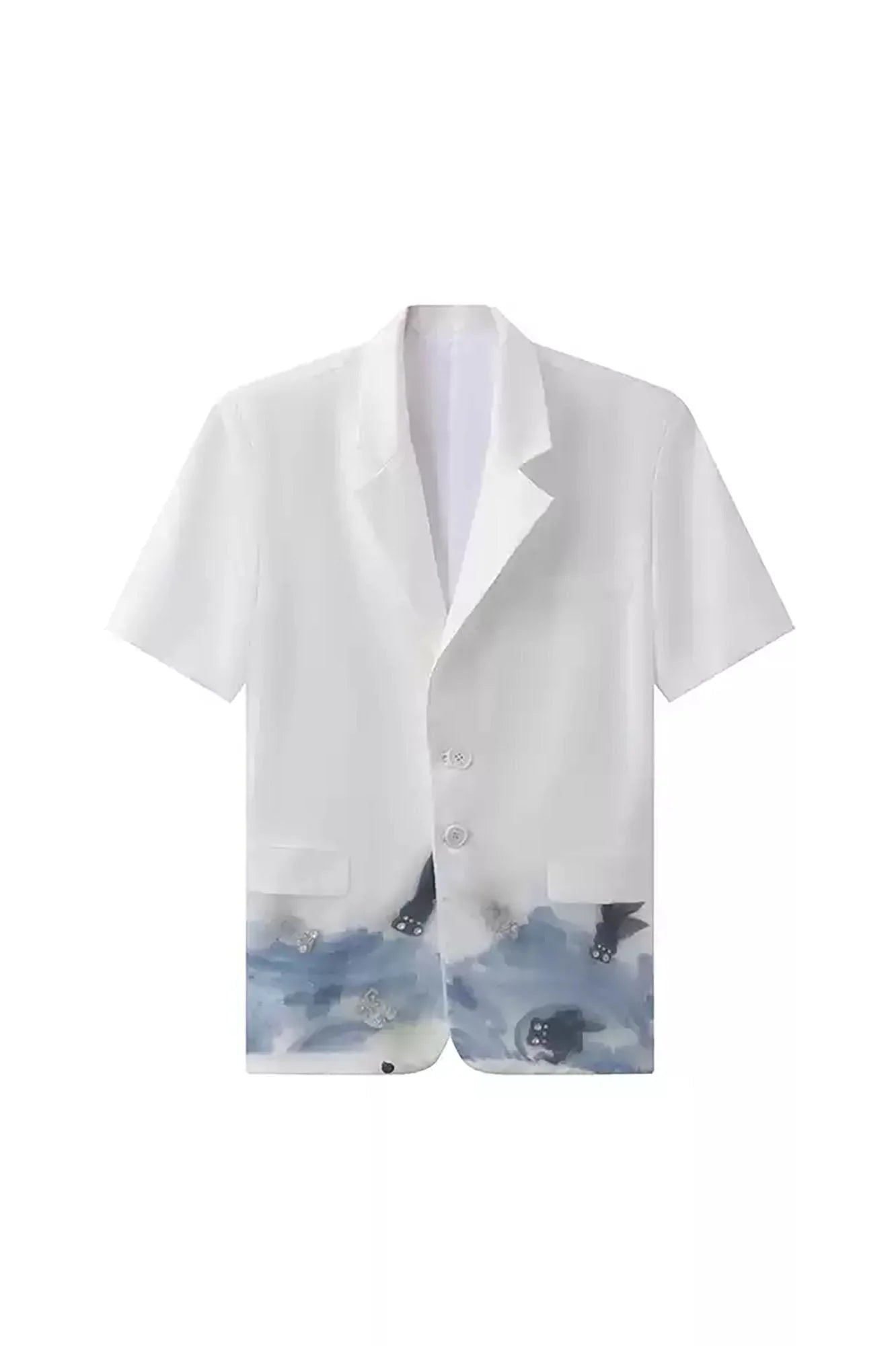 JIECHI Water-Ink Koi Embroidered Sheer Overlay Half Blazer